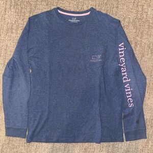 Vineyard Vines Men's Heathered Blue Long Sleeve Tee